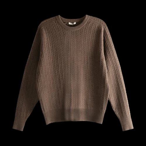 Auralee Super Fine Wool Aran Knitwear 'Brown'