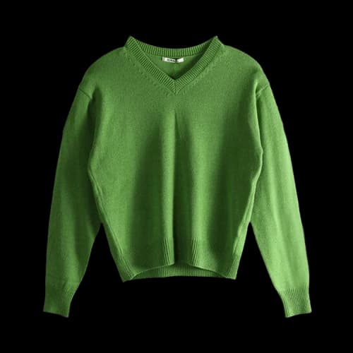 Auralee Light Cashmere Knit V-Neck Knitwear 'Green'
