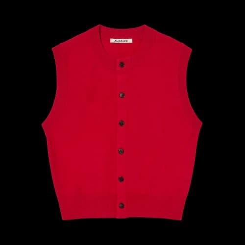Auralee High Twist Wool Knit Vest Top 'Red'