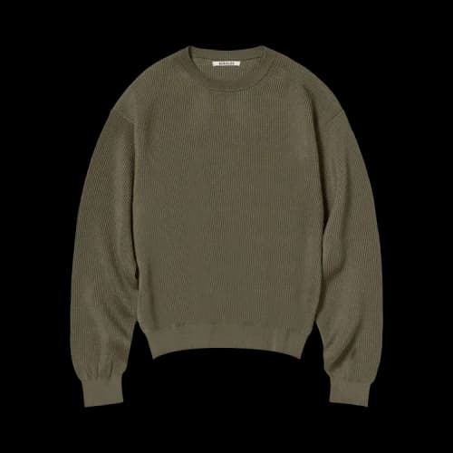 Auralee Flat Yarn Rib Knit Pullover 'Khaki'