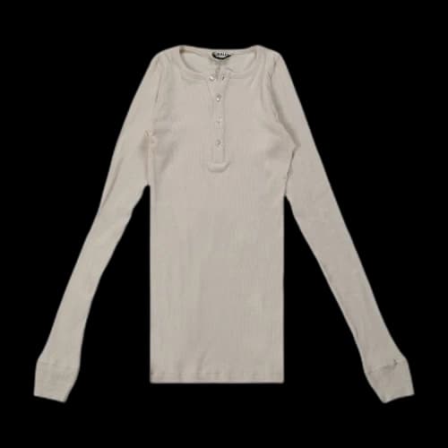 Auralee Organic Soft Rib Henly Neck Pullover T-Shirt 'Ivory'