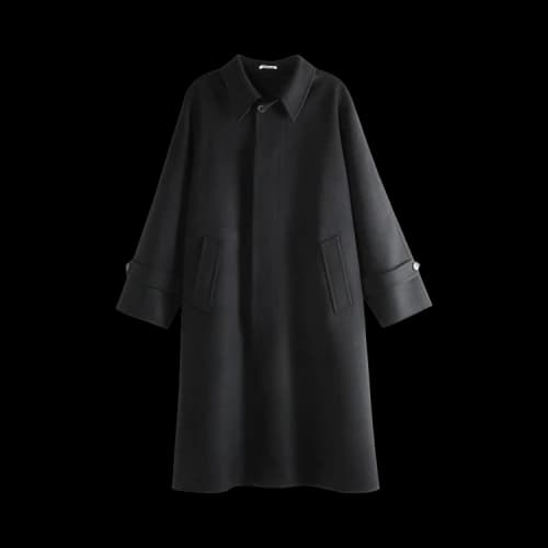 Auralee Super Fine Wool Melton Hand Sewn Coat 'Black'