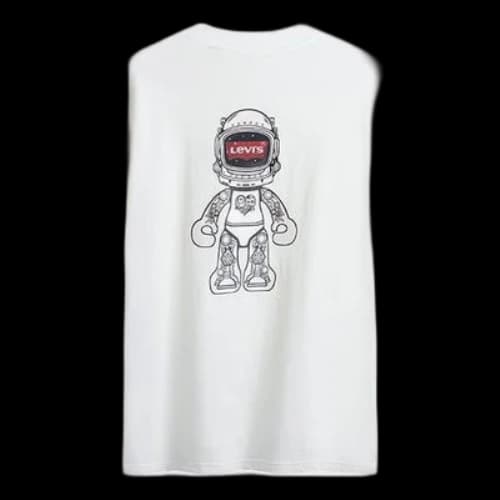 LEVI'S Levis Logo Printing Round Neck Loose Short Sleeve White T-Shirt