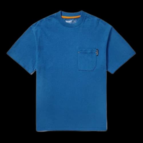 Timberland Yellow Pattern Cargo Round Neck Short Sleeve Blue