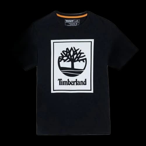 Timberland Printing Casual Round Neck Short Sleeve Couple Style Black