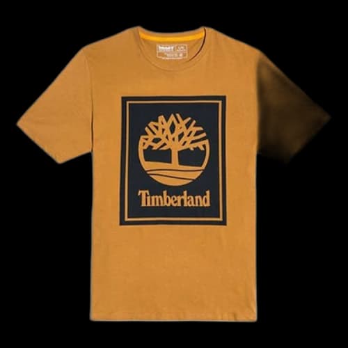 Timberland Printing Casual Round Neck Short Sleeve Couple Style Yellow