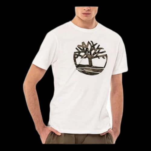 Timberland Chest Logo Printing Short Sleeve White
