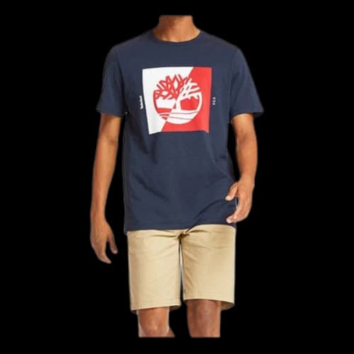 Timberland Round Neck Printing Short Sleeve Blue