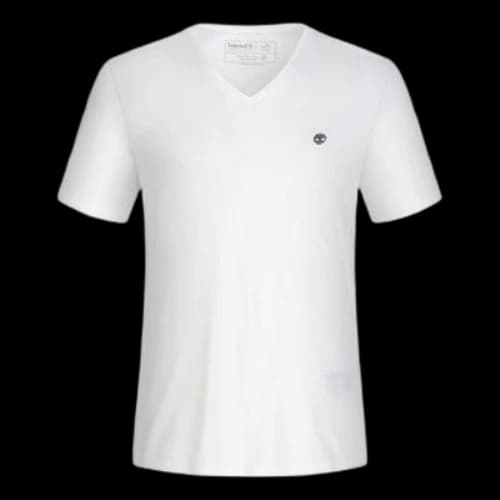 Timberland Embroidered Logo V neck Short Sleeve White