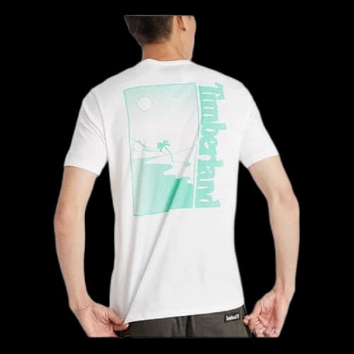 Timberland Back Printing Short Sleeve Round Neck White