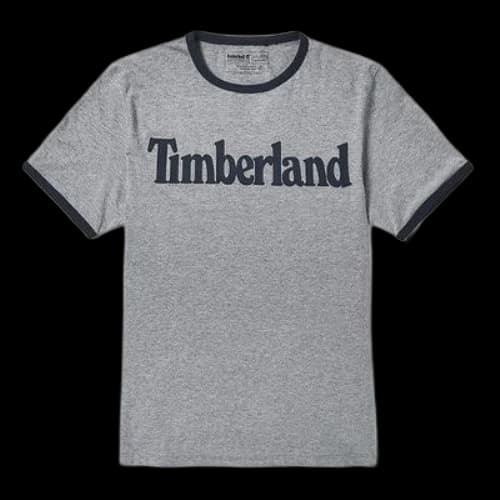 Timberland Colorblock Collar Logo Printing Short Sleeve Gray