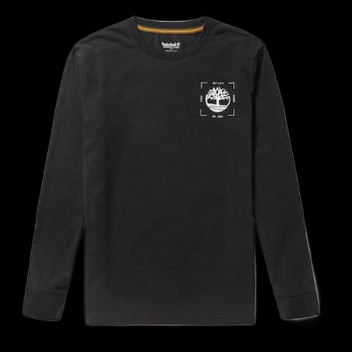 Timberland Logo Printing Round Neck Long Sleeves Black