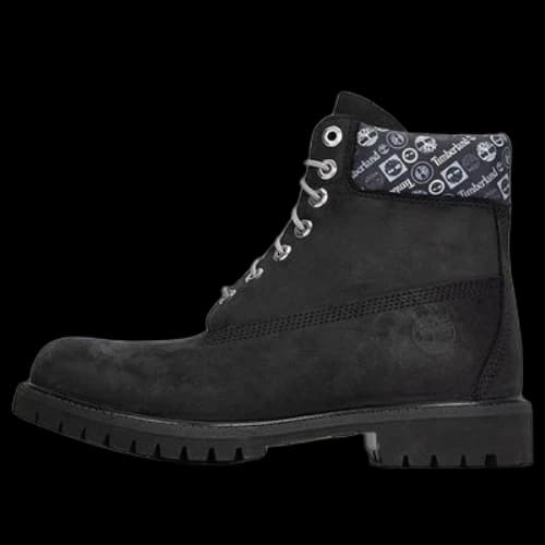 Timberland Premium 6 Inch Waterproof Boots 'Black and Logo Print'