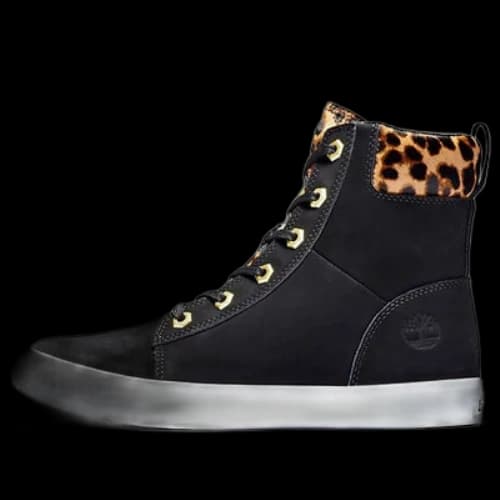 Timberland SKyla Bay 6 Inch Boot 'Black Nubuck wtih Cheetah Collar' (Women's)