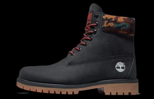 Timberland 6 Inch Premium Boot 'Black Nubuck with Camouflage Collar'