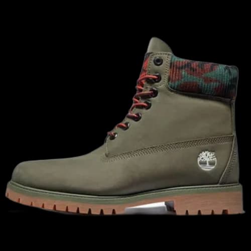 Timberland 6 Inch Premium Boot 'Dark Green Nubuck with Camouflage Collar'