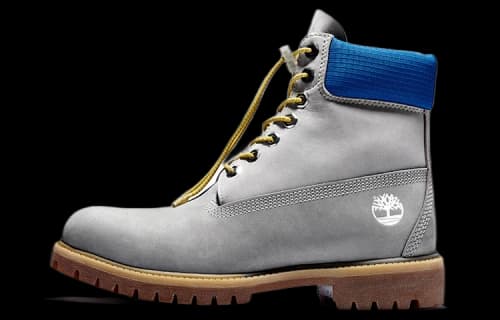Timberland Premium 6 Inch Waterproof Boots 'Grey with Blue Collar'