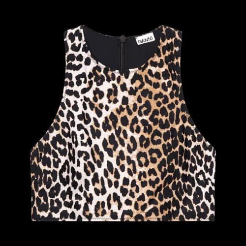 GANNI Recycled Printed Paperback Bikini Top 'Leopard'