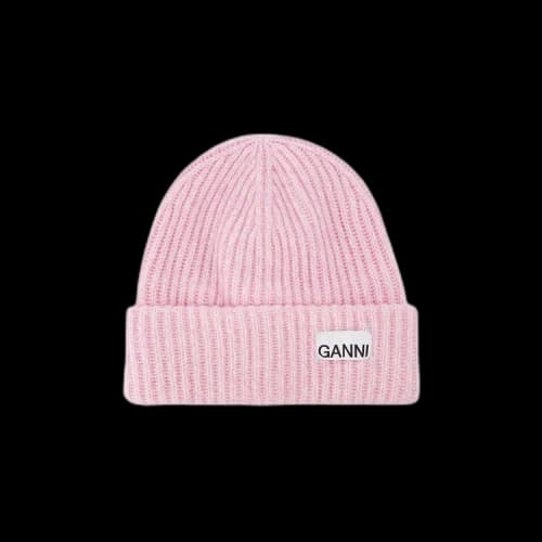 GANNI Rib Knit Acc Beanie 'Pink'