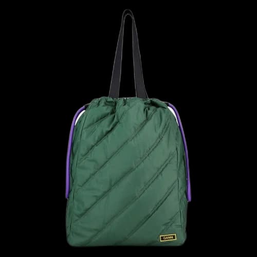 GANNI Quilted Shopper Tote 'Dark Green'