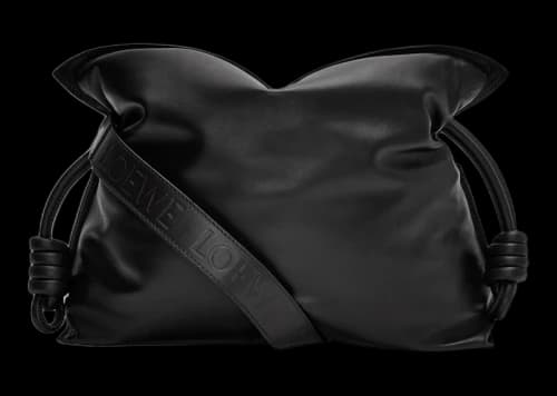 LOEWE Puffer Flamenco Clutch in Shiny Nappa Lambskin Black