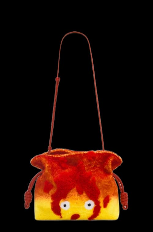 LOEWE x Howls Calcifer Flamenco Clutch In Shearling Red