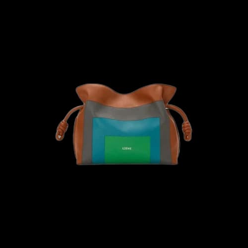 Loewe Medium Flamenco Clutch In Nappa Calfskin 'Caramel/Bright Green'