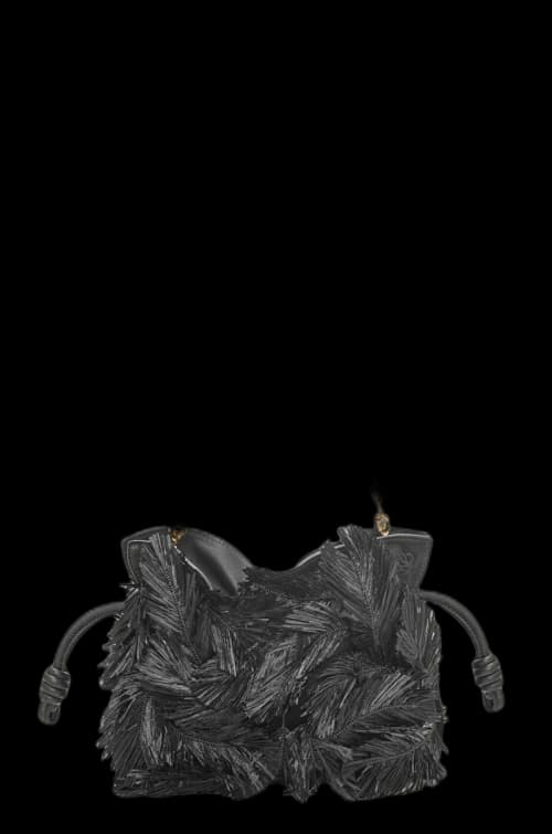 LOEWE x Howls Howl Mini Flamenco Clutch In Suede And Raffia Black