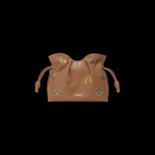 Loewe Flamenco Mini Cats Clutch 'Mocha'