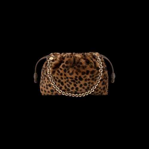 Loewe Medium Leopard Shearling Flamenco Purse 'Beige/Brown'