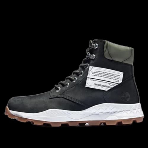 Timberland 6 Inch Brooklyn Side Zip Boots 'Black Nubuck with Green Padded Collar'
