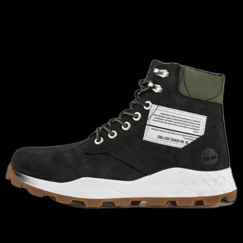 Timberland 6 Inch Brooklyn Side Zip Wide Fit Boots 'Black Nubuck with Green Padded Collar'