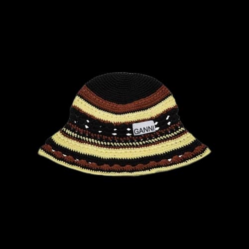 Ganni Cotton Crochet Bucket Hat 'Black'