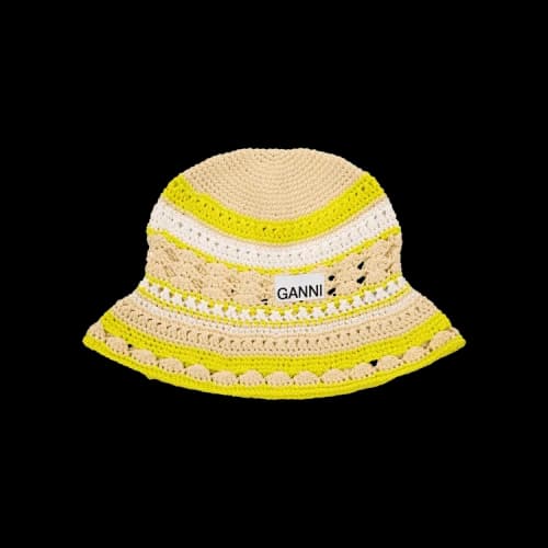 Ganni Cotton Crochet Bucket Hat 'Rutabaga'