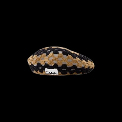 GANNI Crochet Wool Beret Hat 'Brown'