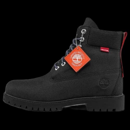 Timberland Heritage 6 Inch Waterproof Wide Fit Boots 'Black Helcor with Orange'