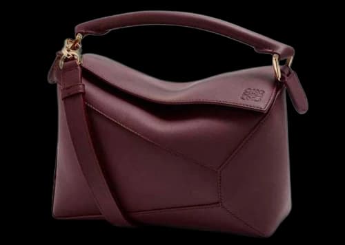 LOEWE Small Puzzle Bag In Classic Calfskin Dark Burgundy