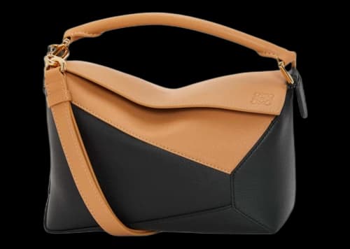 LOEWE Small Puzzle Bag in Classic Calfskin Warm Desert/Black