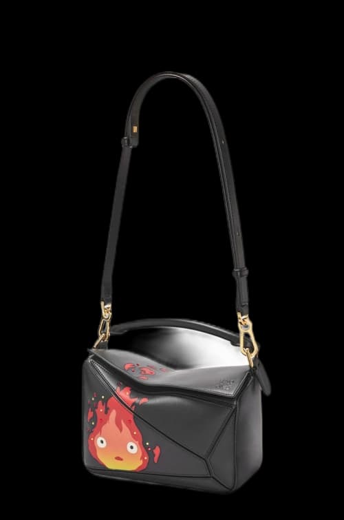 LOEWE x Howls Calcifer Small Puzzle Bag In Satin Calfskin And Crystal Black