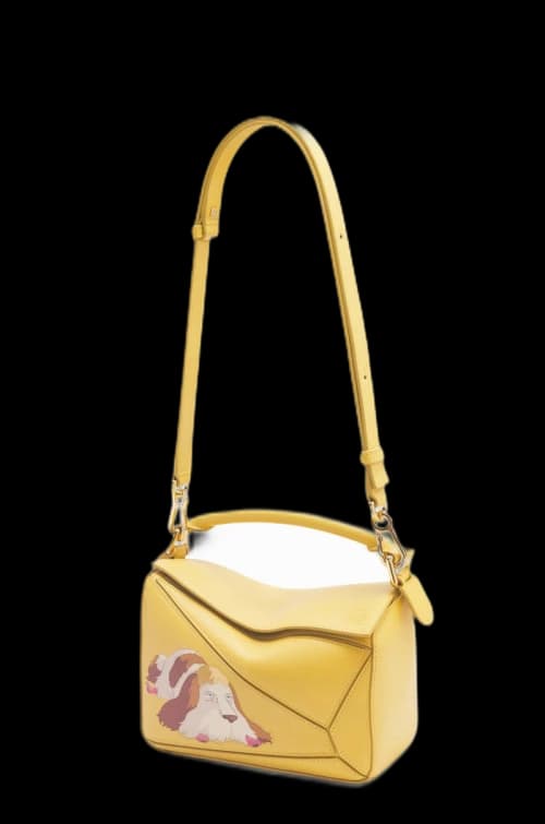 LOEWE x Howls Heen Small Puzzle Bag In Satin Calfskin Dark Yellow