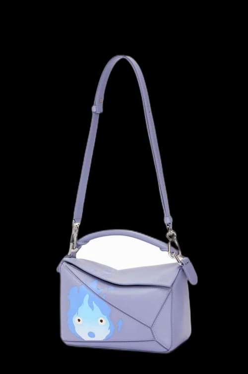 LOEWE x Howls Calcifer Small Puzzle Bag In Satin Calfskin Blueberry