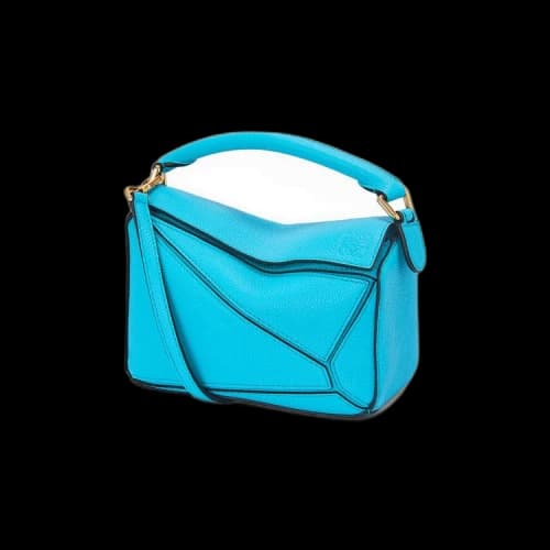 LOEWE Mini Puzzle Bag in Soft Grained Calfskin Cyan