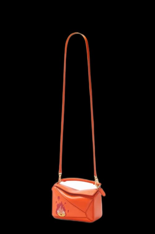 LOEWE x Howls Calcifer Mini Puzzle Bag In Satin Calfskin Orange