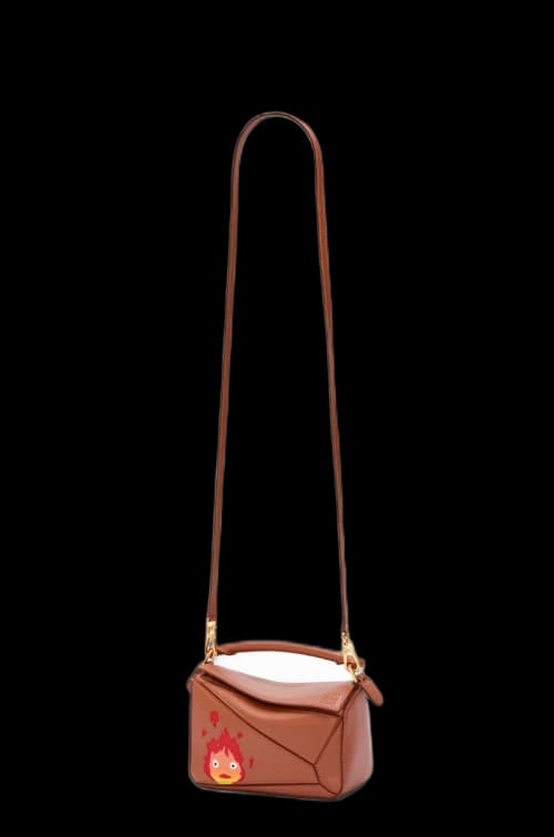 LOEWE x Howls Calcifer Mini Puzzle Bag In Satin Calfskin Rust