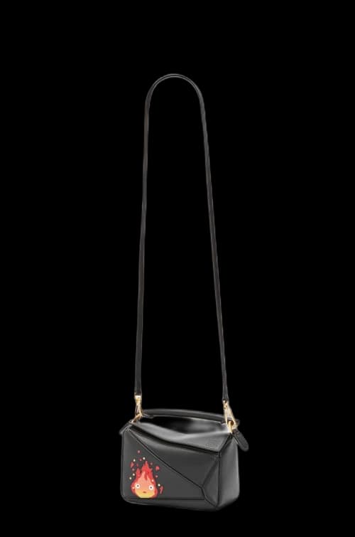 LOEWE x Howls Calcifer Mini Puzzle Bag In Satin Calfskin And Crystal Black