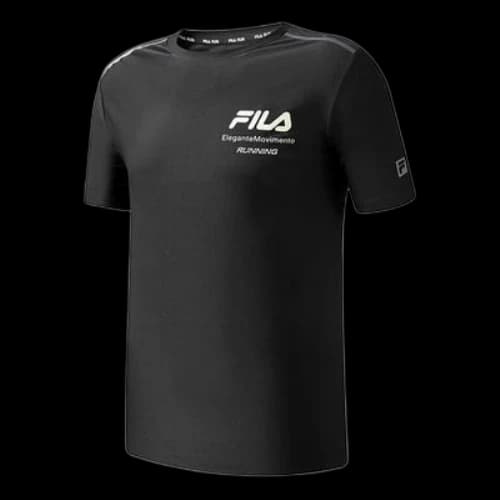 FILA Athletics Sports Running Printing Logo Round Neck Knit Short Sleeve Black