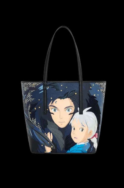 LOEWE x Howls Howl T Tote Bag In Anagram Jacquard and Calfskin Black