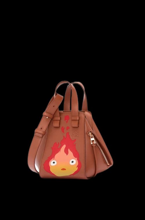 LOEWE x Howls Calcifer Hammock Compact Bag In Satin Calfskin Rust