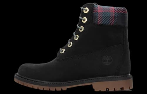 Timberland Heritage 6 Inch Waterproof Boots 'Black Nubuck with Pink Teal Plaid' (Women's)