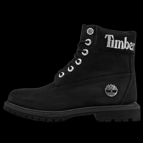Timberland 6 Inch Premium Waterproof Boots 'Black Nubuck with Silver Logo' (Women's)